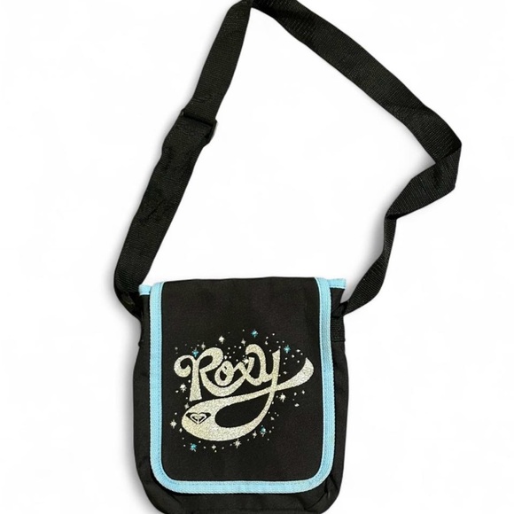 Roxy Black Messenger Bag with Blue Trim - Picture 1 of 6